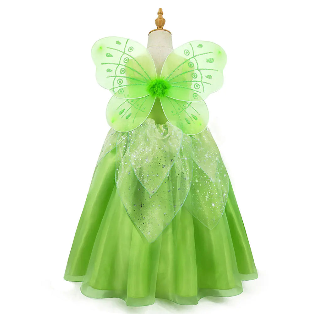 Fairy Tinkerbell Kostümkleid mit Flügeln für Kinder