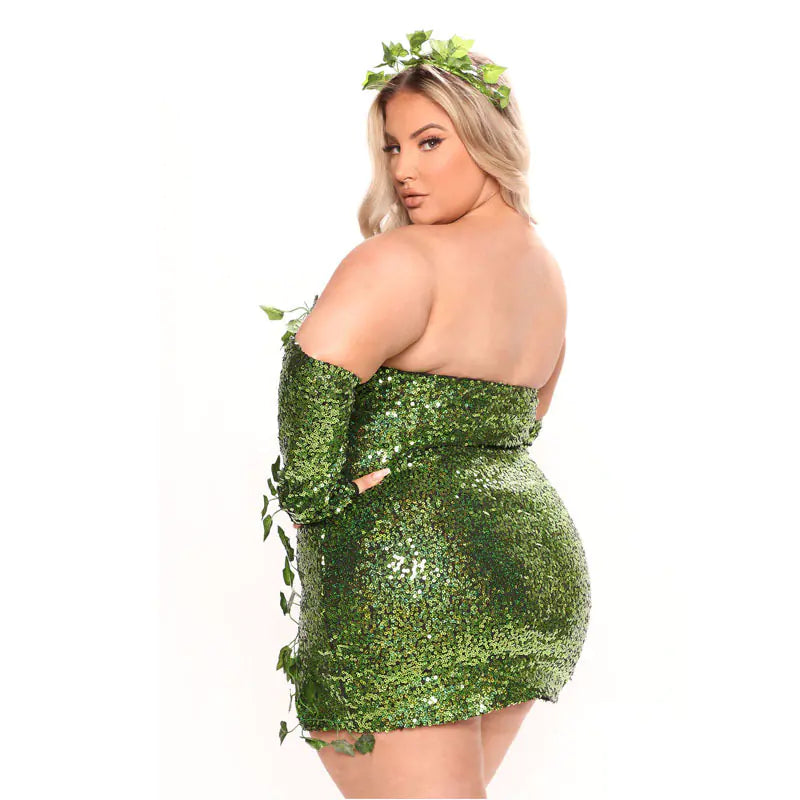 Sexy Halloween-Kostüm für Frauen mit Pailletten und Handschuhen