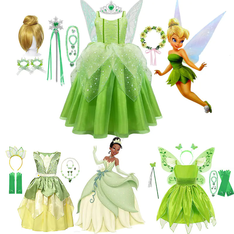 Fairy Tinkerbell Kostümkleid mit Flügeln für Kinder