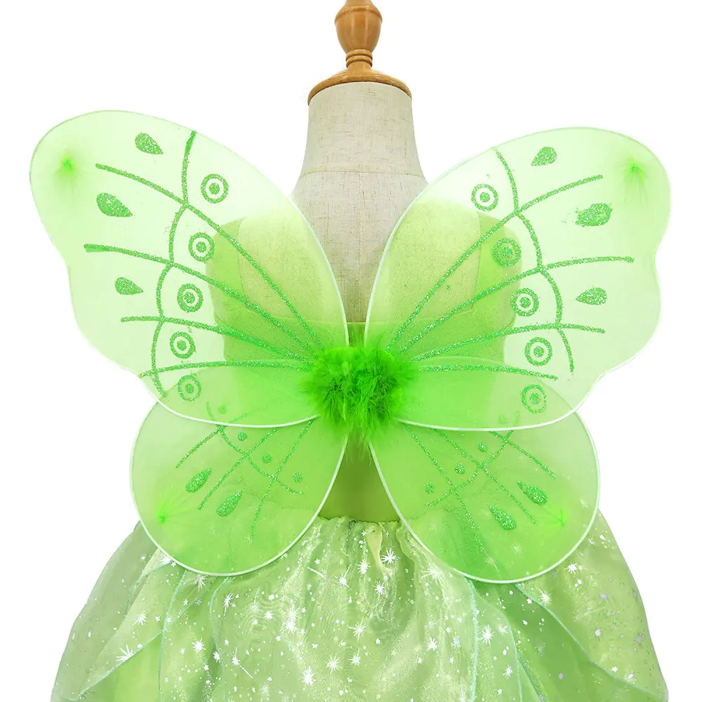 Fairy Tinkerbell Kostümkleid mit Flügeln für Kinder