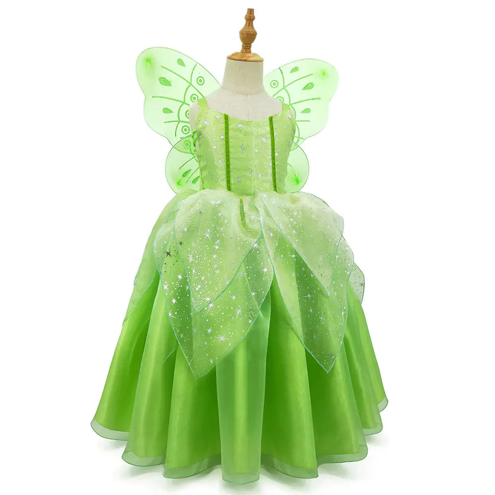 Fairy Tinkerbell Kostümkleid mit Flügeln für Kinder