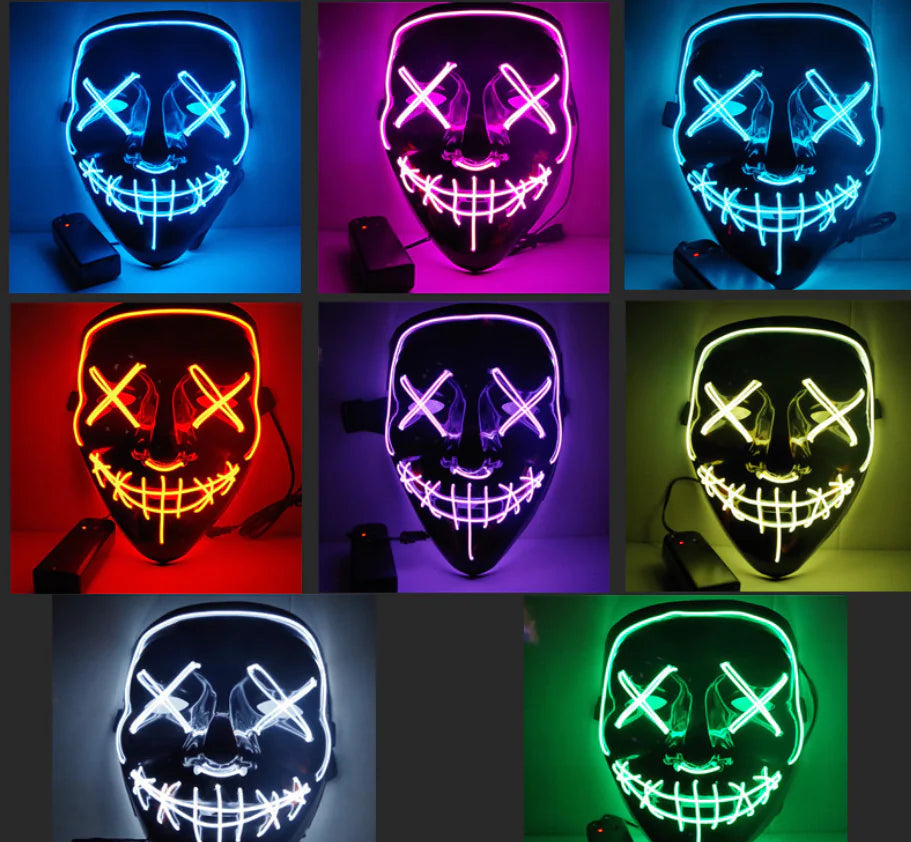 Schwarze LED Halloween Maske