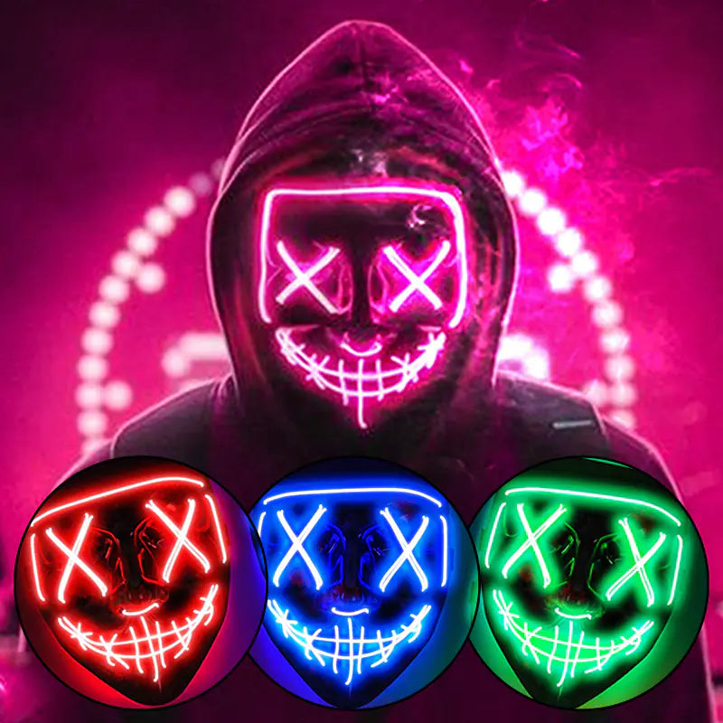 LED Neon Halloween-Maske für Kostüme